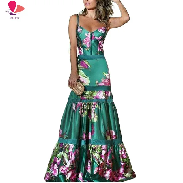 

2023 Women Summer Vinatge Elegant Party Night Dresses Sexy Casual Maxi Print Fashion Dress