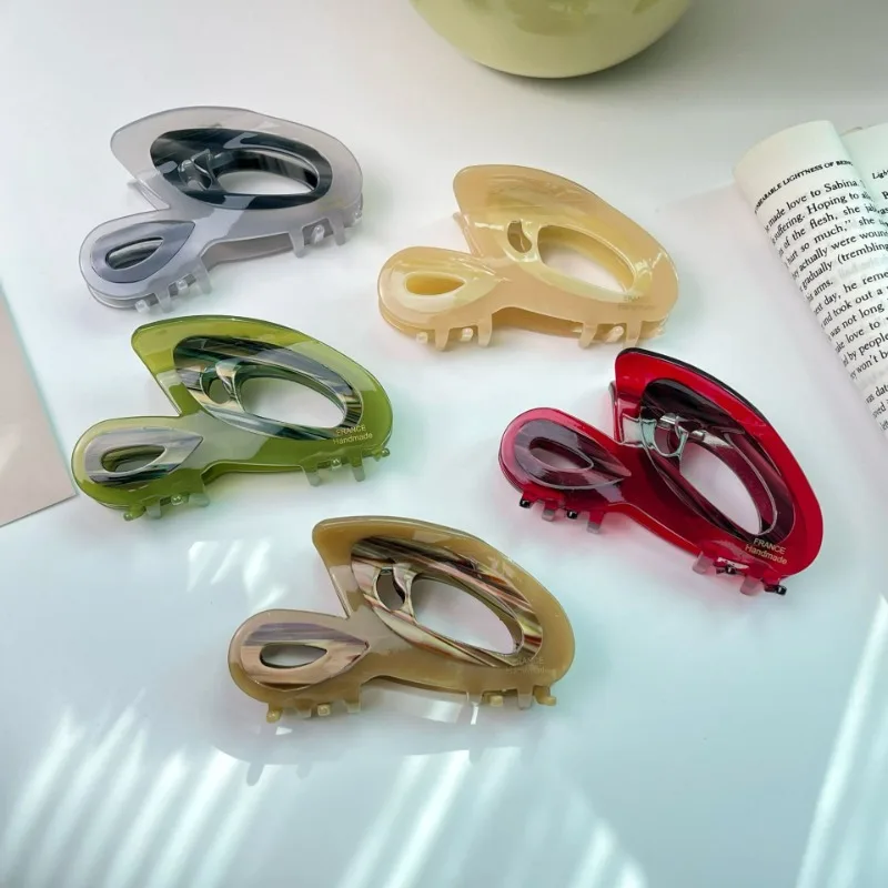 

Korean New Hair Accessories Creative Retro Design 9cm Letters Hair Clip Claw High Quality Colorful Acetate Shark Clip Wholesale