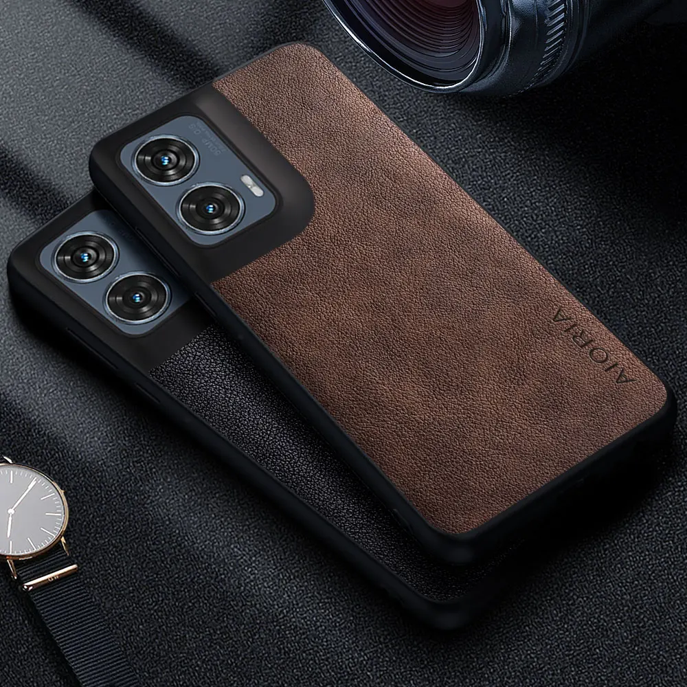 Premium Luxury Leather Phone Case - Neo Retro Business Style, Solid Color Cover