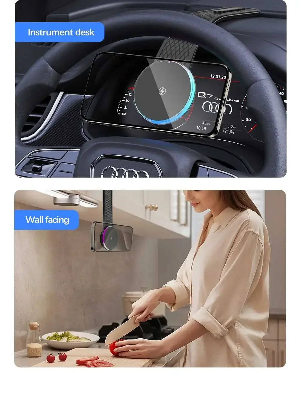 Magnetic dashboard phone mount