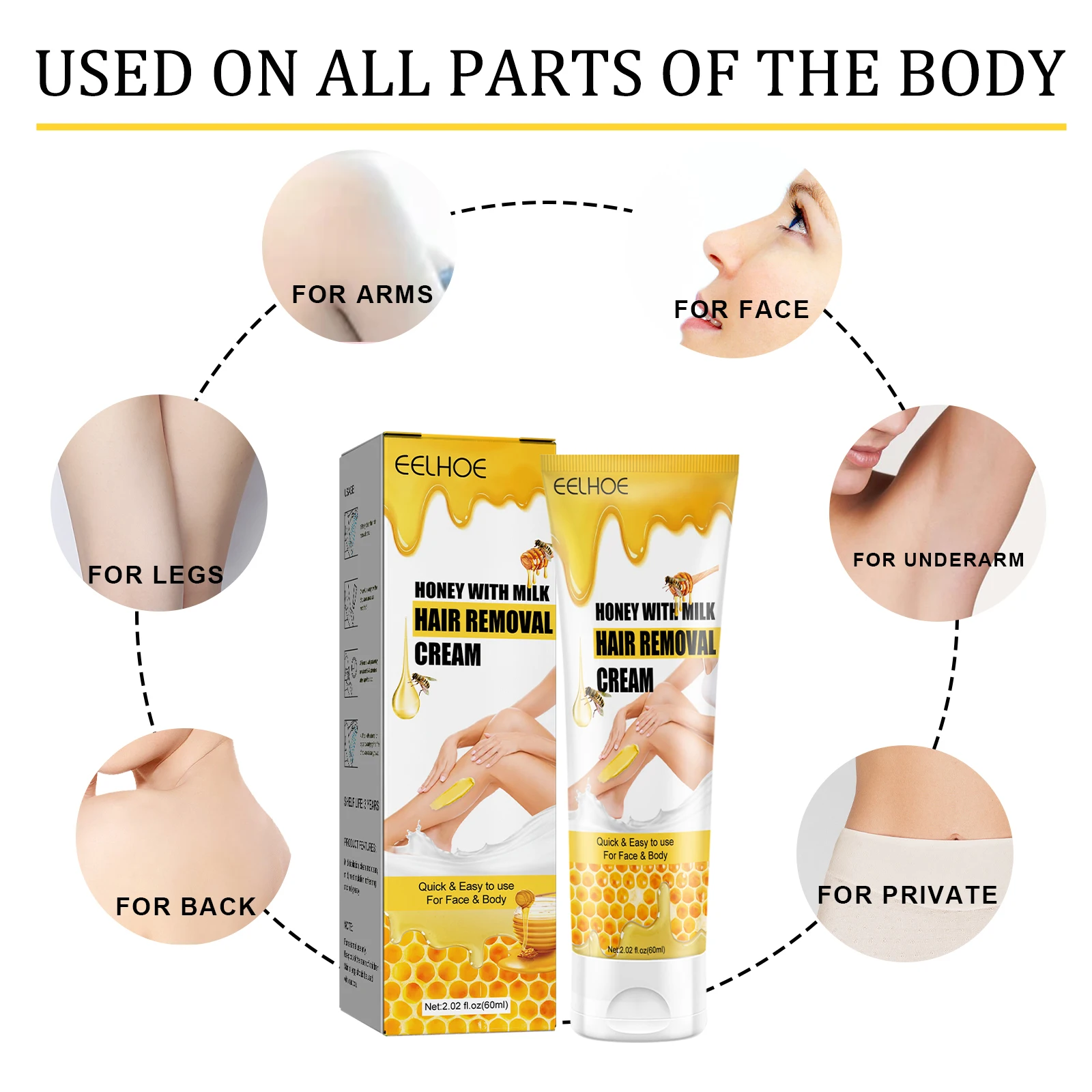 Honey Milk Hair Removal Cream Gentle Depilatory For Body Skin_voghion.com