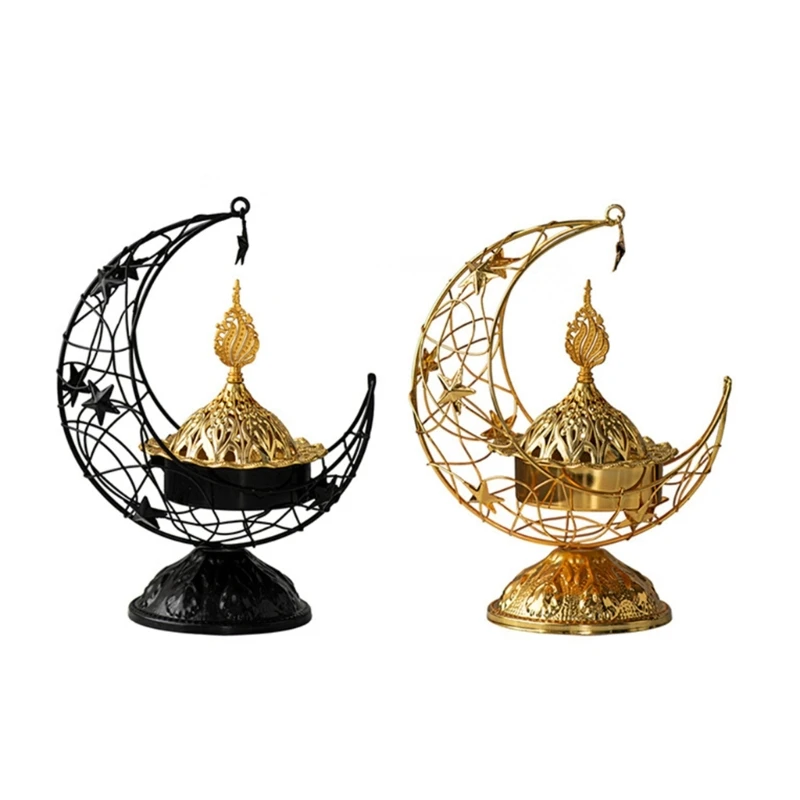 

Stylish Moon Shaped Incenses Holder Eid Metal Censer Iron Aromas Fragrances