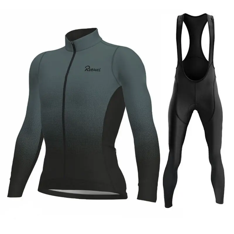 Rvouei New Summer Team Autumn Long Sleeve Cycling Jersey Set Ropa Ciclismo Men Bicycle Clothing MTB Bike Sprotswear Uniform