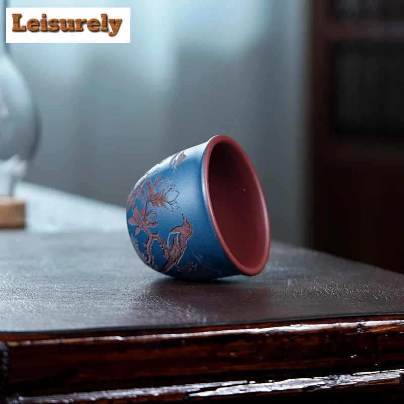 180ml Yixing Zisha Bird Fun Teacup Retro Tea Bowl Cute Cup Tea-tasting Smelling Cup Jianzhan Master Cups Teaset Supplies Craft