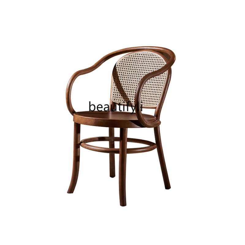 

Nordic Retro Rattan Chair Designer Model Leisure Chair B & B Balcony Mid-Ancient Armchair
