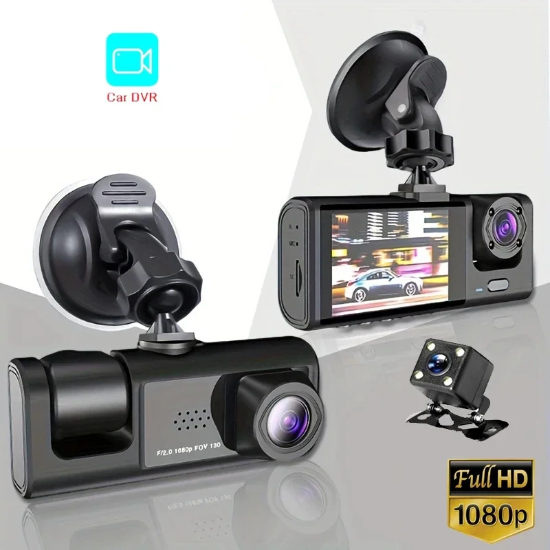 

Dash Cam Car DVR W/ IR Night Vision Loop Recording & 2" IPS Screen 1080P 3 Camera Black Box Car Accessories tools