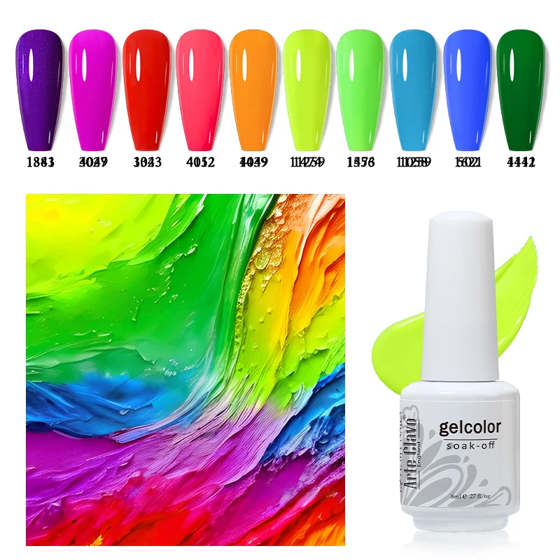 Arte Clavo 젤 네일 광택제 세트, UV LED 네일 아트 젤 키트, 매니큐어 반영구 하이브리드 젤 바니시, 사계절 흡수, 8ml, 10 개