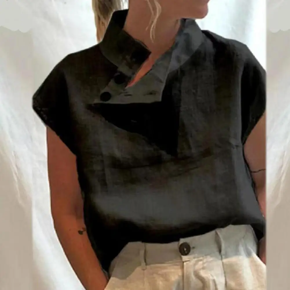 Women's Stand Collar Sleeveless Blouse In Cloud Blue | Femstylo main image 1
