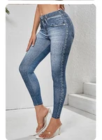 Leggings rétro non en jean pour femmes, leggings de sport slim, pantalons de fitness taille haute, vêtements de sport, leggings de course à séchage rapide 4
