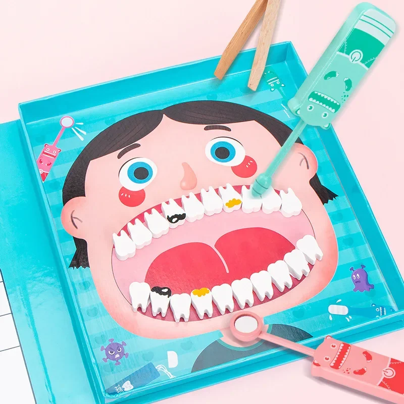 

11PCS Children Wooden Simulation Doctor Toy Parent-child Interactive Dentist Toy Kids Hygienic Habbit Cultivation Role Play Game