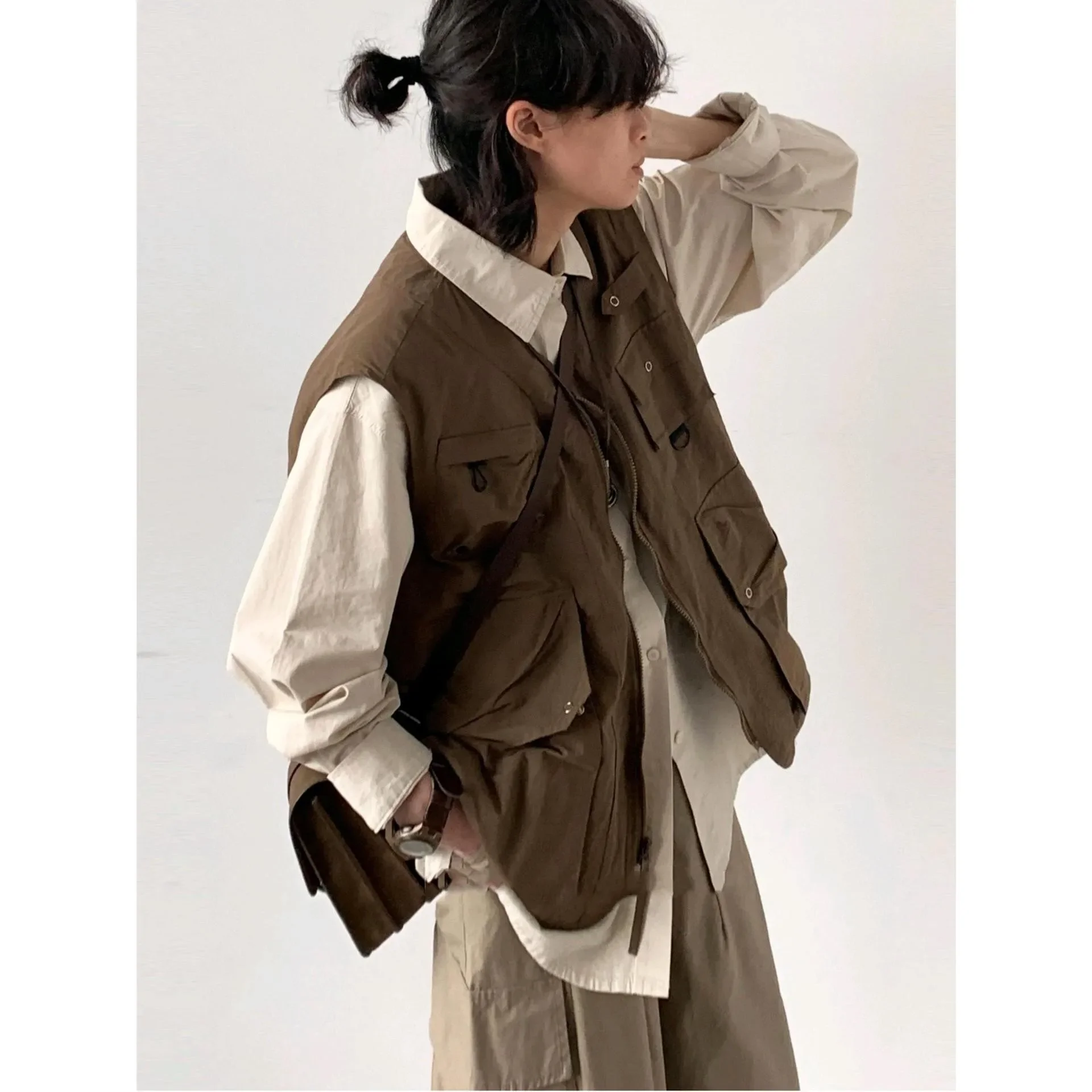 Japanese Vintage Multi-Pocket Loose-Fit Casual Vest Without Sleeves For Men And Women Spring Autumn Motorcycle Rider Vest