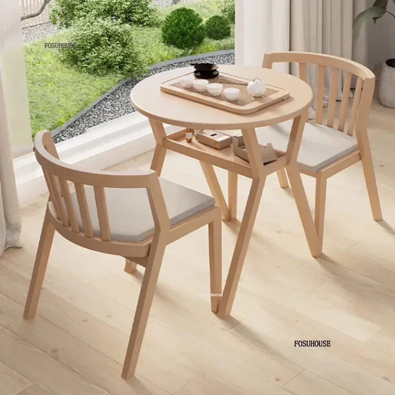 Solid Wood Garden Furniture Set Outdoor Furniture Patio Villa Tables and Chairs Leisure Mini Tea Table Three-piece Set