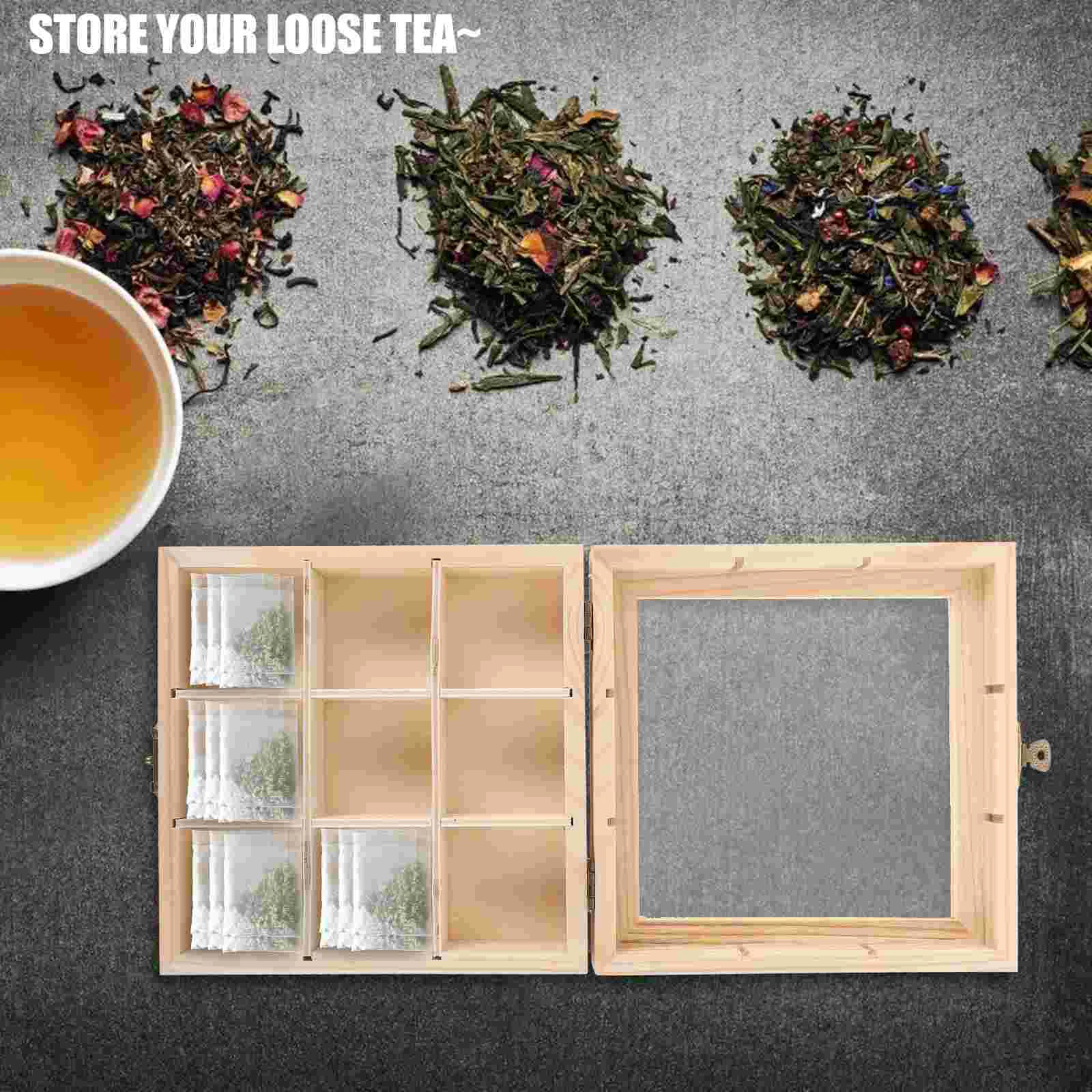 Tea Tin Box 9-Compartment Tea Bag Countertop Holder Sugar Packet Coffee Organizer