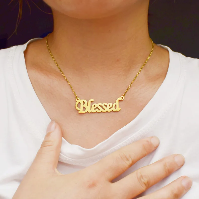 

10pcs God Blessed You Stainless Necklace Be Blessed Letter Clavicle Chain Jewelry Gift for Friends/Family