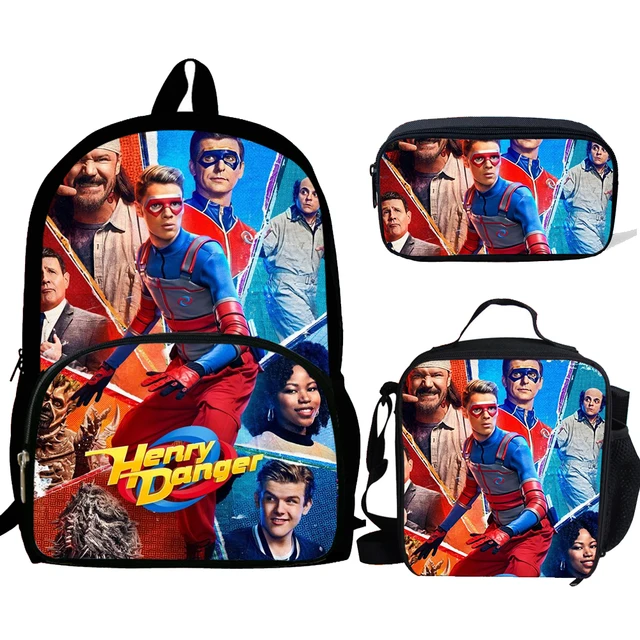 Mochila de 3 con estampado de Henry Danger niños y niñas, morral escolar con | - AliExpress