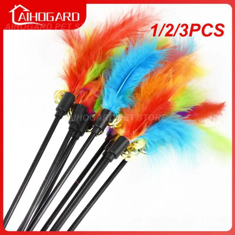 1/2/3PCS Funny Kitten Cat Teaser Interactive Toy Rod with feathers 1