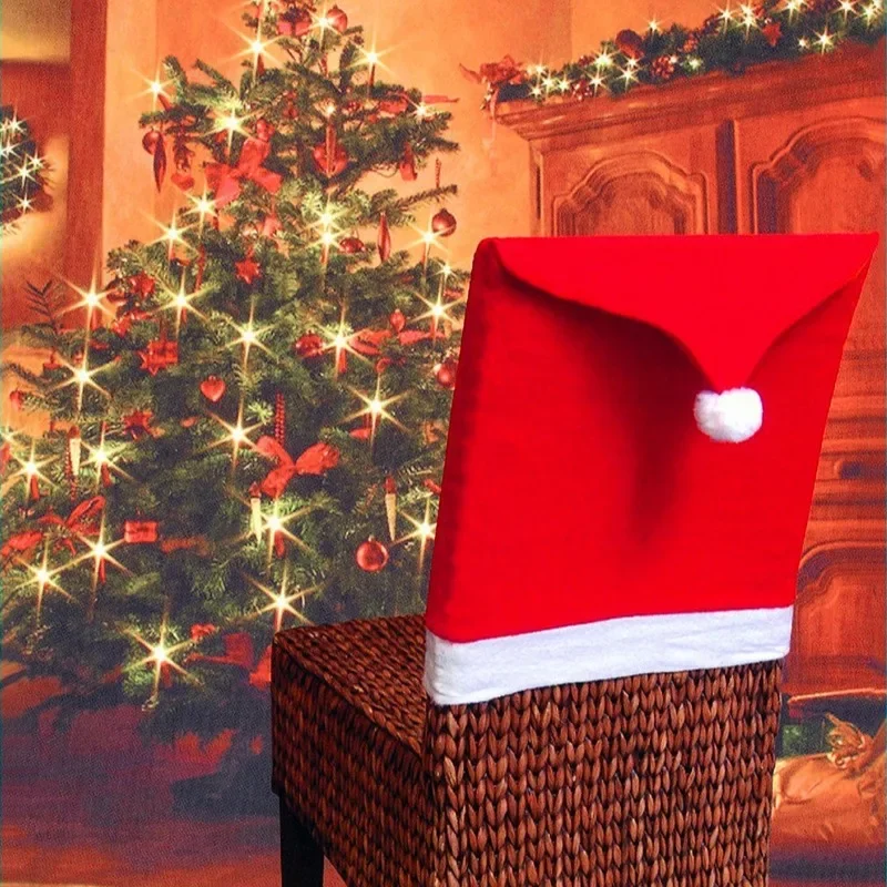 1-30PCS Christmas Chair Cover Red Non Woven Chair Cover Christmas Table Decoration Dining Chair Party Supplies Home Decoration