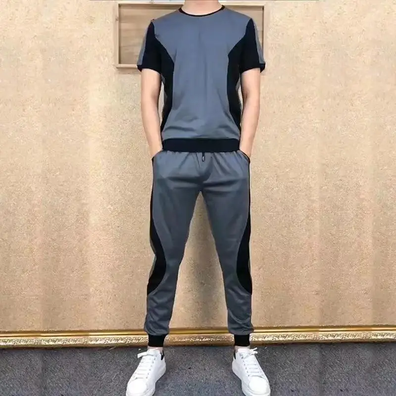 Fashionable Casual Men's Summer Sports Suit Short Sleeves 2-piece Set Versatile Trendy Streetwear