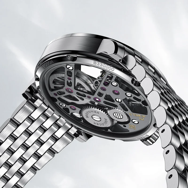 AGELOCER メンズステンレススチールスケルトンメカニカルオートマチックラグジュアリーウォッチ (RI:5402D2) 並行輸入品 | Agelocer メンズ 腕時計 スクエア 機械式 スケルトン 自動巻き 防水 夜光ラグジュアリー レザーバンド 男性的 ウォッチ  2年保証 (WR:5802J1) | 腕時計 | ファッション 通販