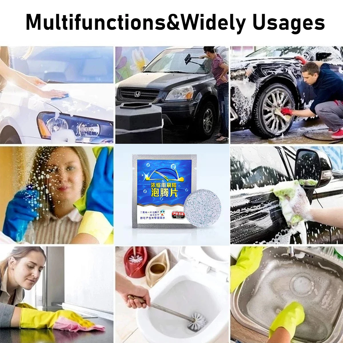 20/40/60Pcs Solid Cleaner Car Windscreen Wiper Effervescent Tablets Glass Toilet Window Windshield Cleaning Auto Accessories