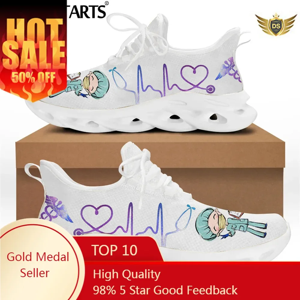 

Women White Nursing Shoes Cute Cartoon Nurse Doctor Healthcare Brand Design Ladies Mesh Flats Sneakers Zapatillas