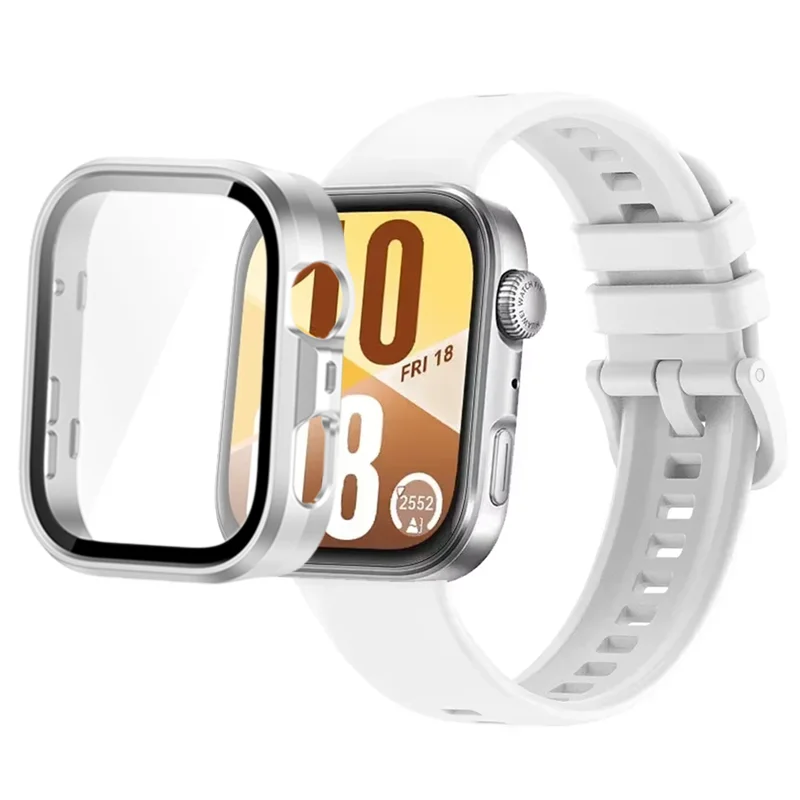 Breathable Silicone Strap with Protective Tempered Glass Screen and HD PC Case