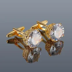 Light Luxury Crystal Inlaid Copper Cufflinks Business Reception Fashion Buttons Couple Dating Wedding Formal Metal Accessories