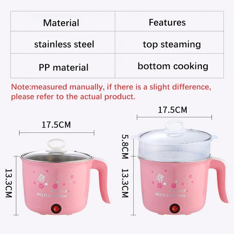 Multifunction Mini Electric Cooker 1-2 People Portable Hot Pot Multi Ramen Pot Mini Rice Cook Home Kitchen Appliance Korea 220V electric cooker,electric rice cooker,electric hot pot