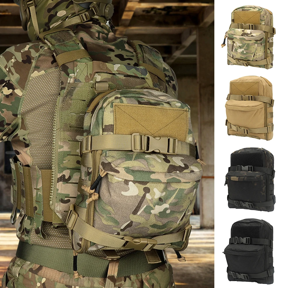 Tactical Hydration Pack Mini Back Panel Water Bag Nylon Molle Pouch Hunting Lightweight Vest Hose Accessories Zipper Backpack
