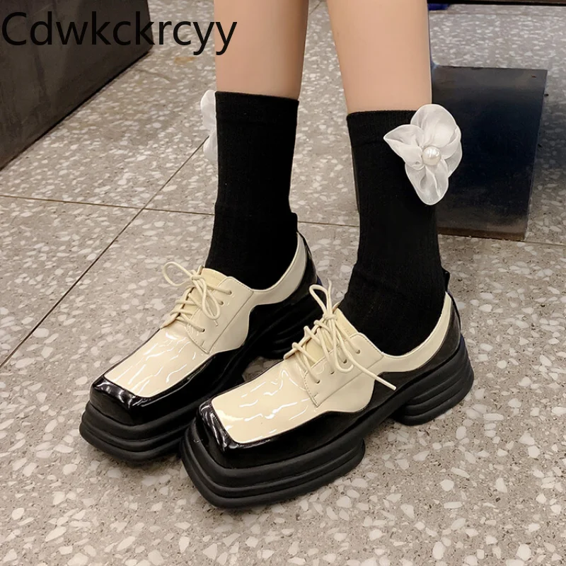 

Spring and Autumn fashion Square head high-heeled Women's shoes Cross strap Color matching Thick bottom leisure time Women shoes