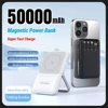 50000mAh 2-in-1 Wireless Magnetic Power Bank Built-in 4 Wires Portable External Battery With Stand Power Bank For iPhone Samsung 1