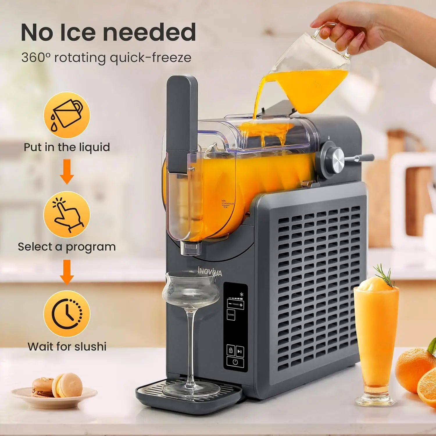 Machine, No Ice Needed, 68 oz Slushy Machine for Home with Self-Cleaning Function, Professional Frozen Drink Maker, 5 Preset Pro 2