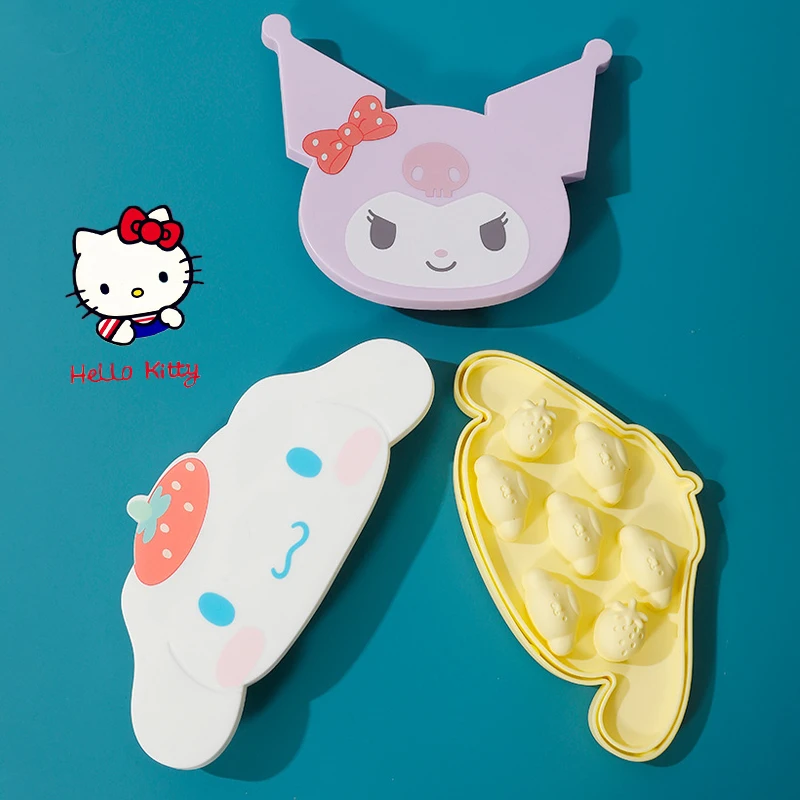 

Cute Sanrio Kuromi Anime Silicone Ice Block Tray Mold Melody Cinnamoroll Pom Purin Cartoon Summer Home Ice Cube Ice Making Tool