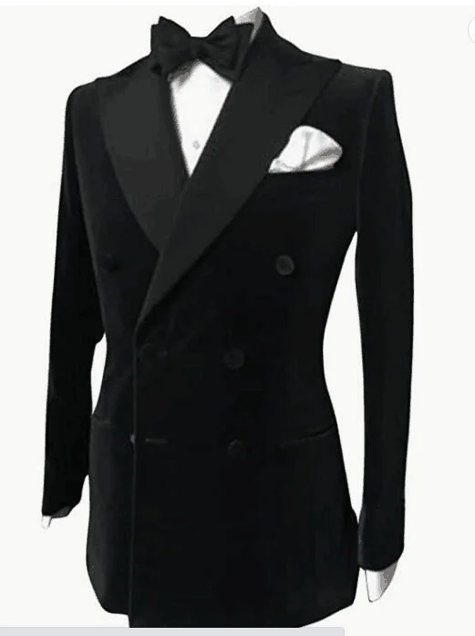 S-6XL Black Velvet Wedding Men Suits Blazer Business Groom Tuxedo Jacket Formal Costume Homme Party Double Breasted Only Coat men suits jackets