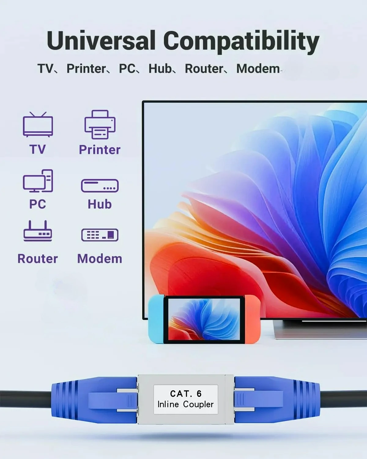 1-10PCS CAT6A CAT6 CAT5E RJ45 인라인 커플러 Cat 6 RJ45 이더넷 커넥터 여성-여성 랜 케이블 연장기(홈 오피스용)
