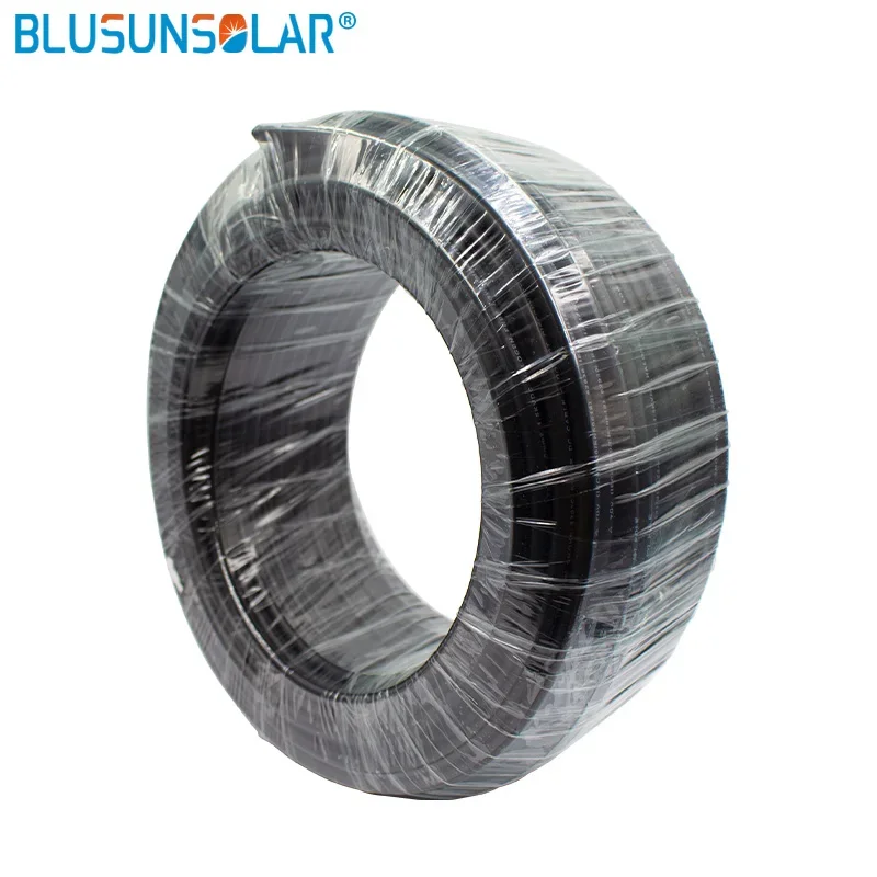 BLUSUNSOLAR 50미터 더블 코어 2X4/6MM2(10/12AWG) 태양광 케이블 검정색 PV 케이블 와이어 구리 도체 XLPE 재킷 TUV 인증