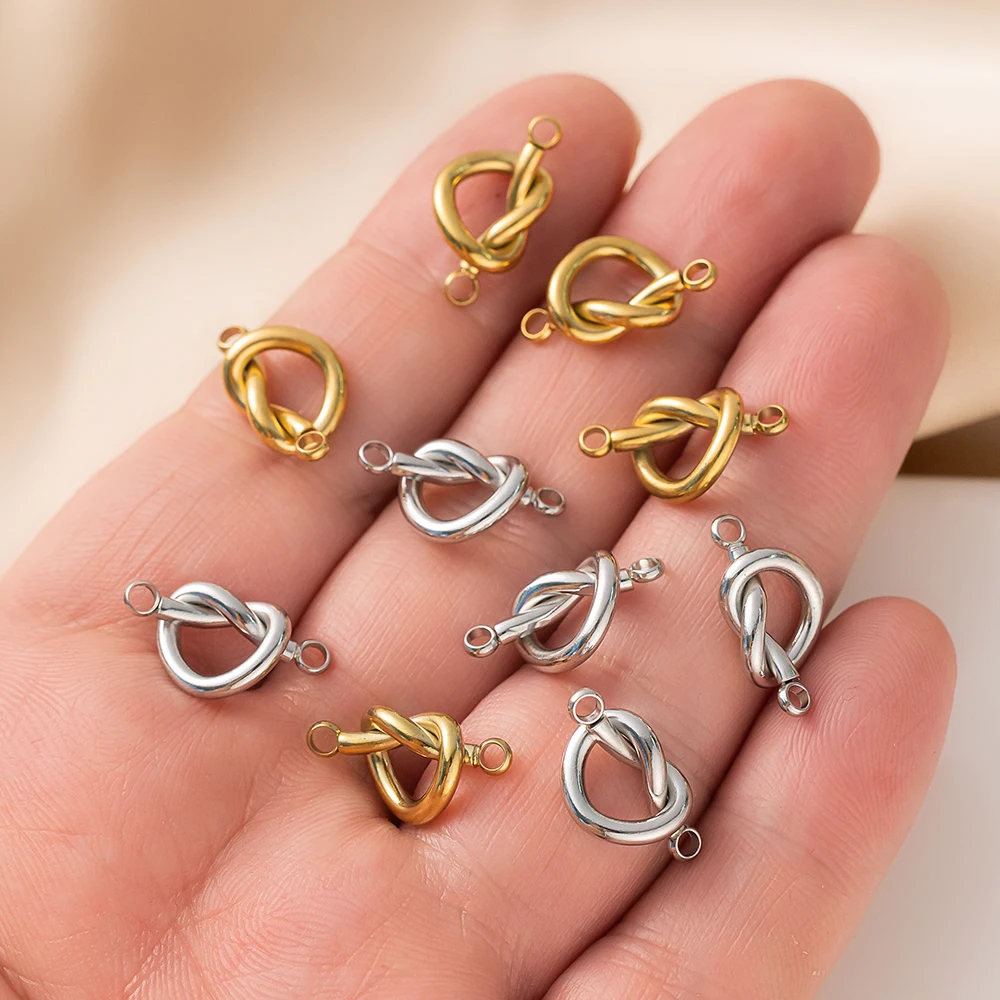 2 stücke Edelstahl Gold Bogen Herz Charme Link Doppels chleife Liebe Herz Anhänger Stecker für DIY Armband Halskette Schmuck herstellung – Detail 3