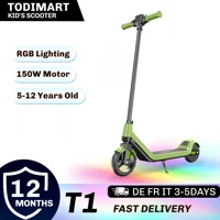 Trottinette électrique T1 pour enfants avec écran LED, 24V 2.6AH, 150W, lumières colorées, jusqu'à 16 km/h, trottinette électrique légère pour enfants 1