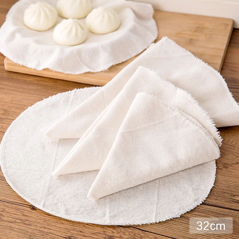 White Cotton Steamer Cloth Round Cotton Gauze Drawer Steamer Mat Stuffed Buns Steamed Bread Steamer Kitchen Steamer