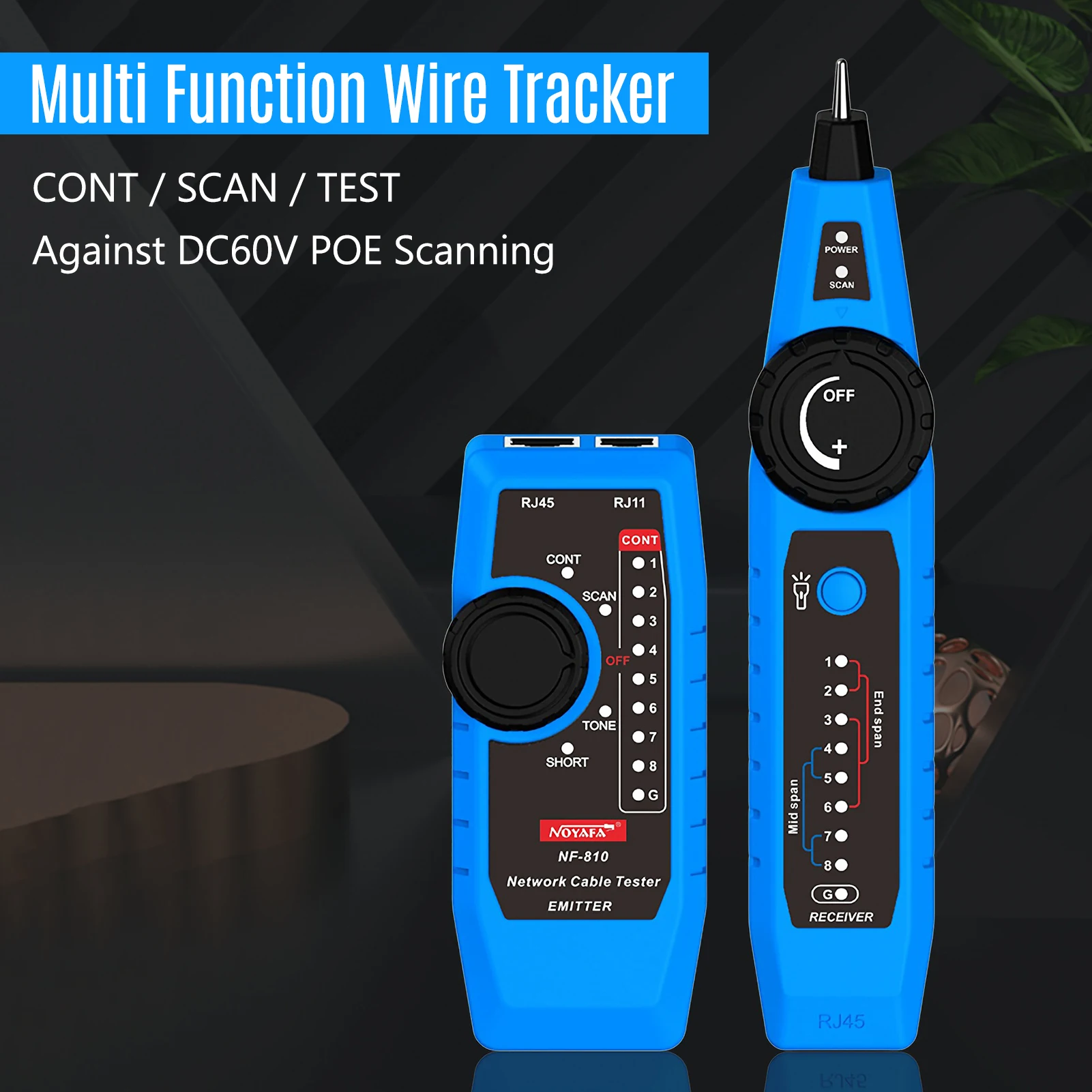 NOYAFA NF-810 Network Cable Tester Kit Multi Function Wire Tracker Wiremap PoE TEL Testing for RJ11 RJ45 CAT5 CAT6 LAN Cable cable wire toner tracer tester