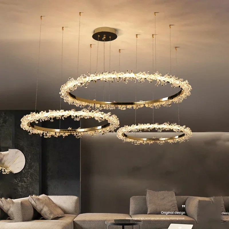 Nordic Luxury Shop Bedroom Living Room Crystal Pendant Lighs Interior Decoration Ring Luster Lighting Modern Ceiling Chandelier pendant lights,ceiling light,pendant lamp,chandelier lighting