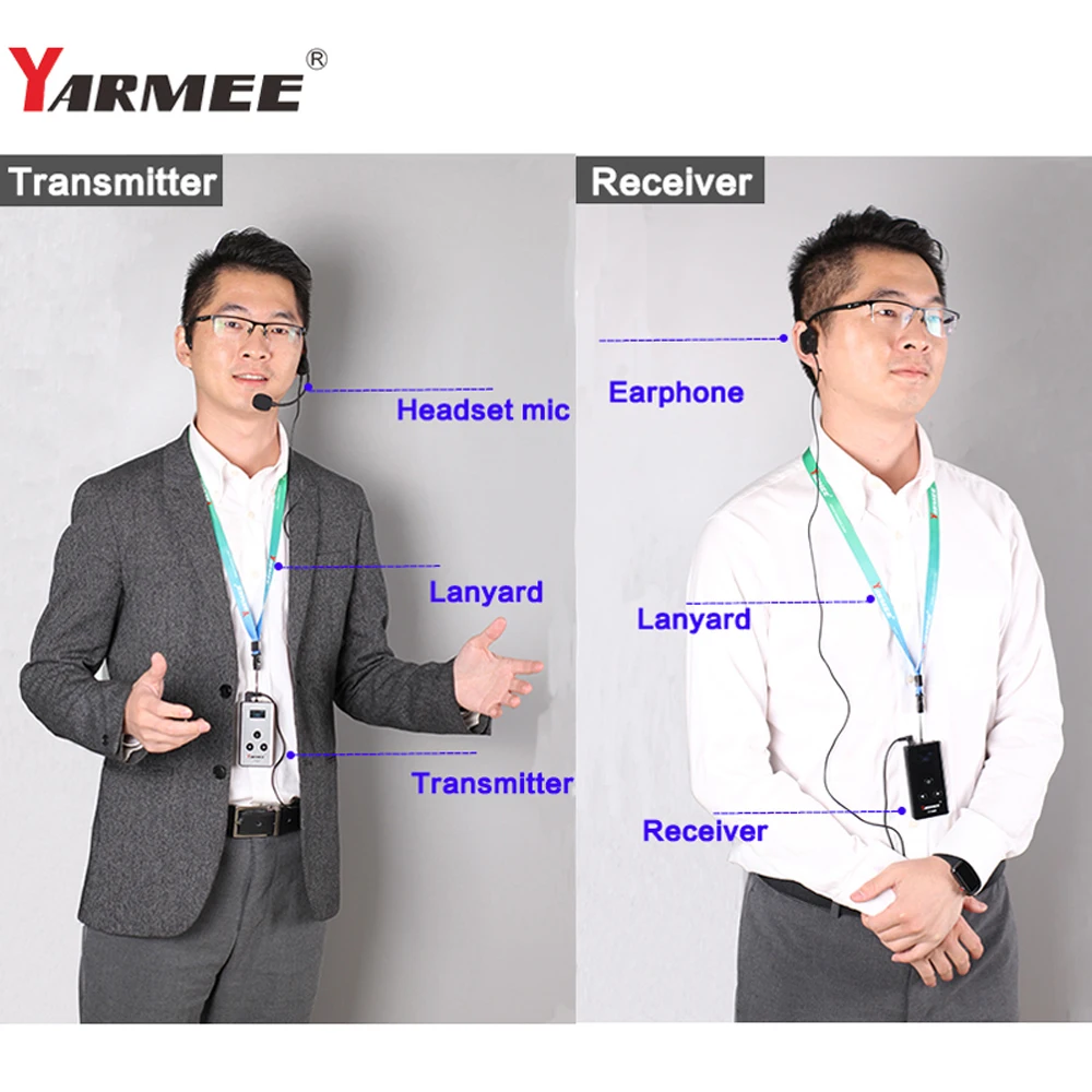 YARMEE 무선 투어 가이드 시스템, 휴대용 송신기 및 마이크 이어폰 포함, 여행용 Umrah Hajj, 5/10 PCs 수신기