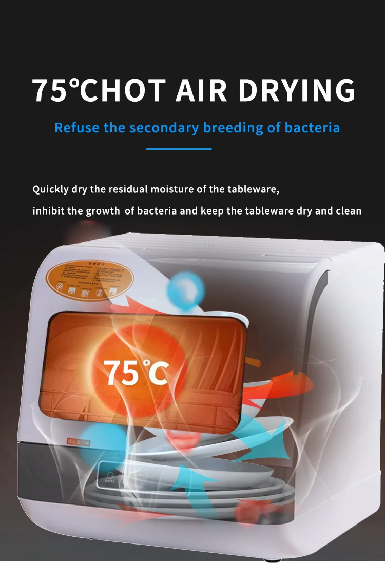 Major Kitchen Appliances Dishwasher Machine Smart Dishwasher 8L Countertop Desktop Dish Washer 6