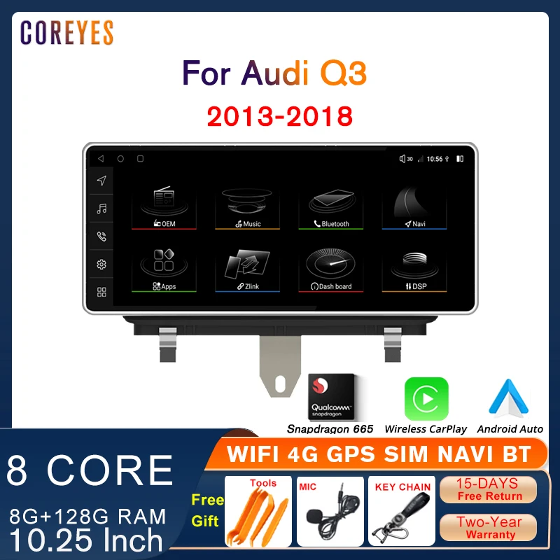 

COREYES 10.25'' Android 12.0 Car Radio For Audi Q3 LHD 2013-2018 Multimedia Player Navigation Stereo CarPlay Screen Head Unit