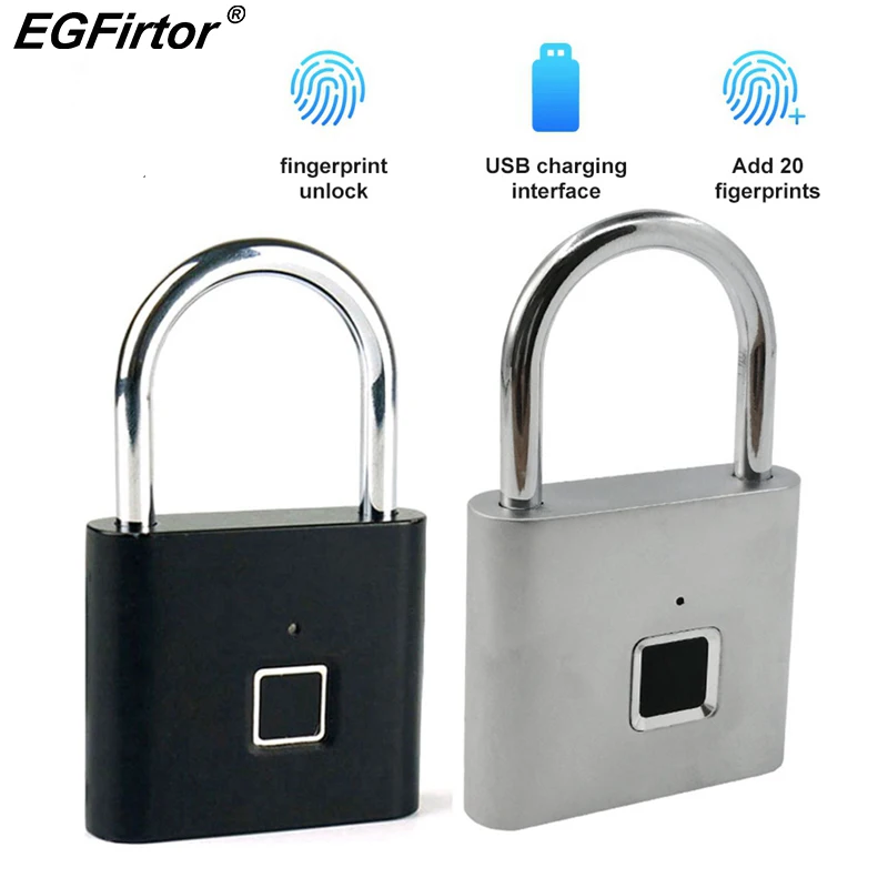 Biometric Door Lock Keyless Fingerprint Padlock Security Fingerprint Lock Electric Luggage Case Smart Anti-theft Door