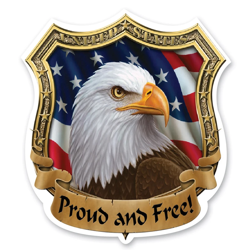 

M1033# Proud and Free Car Sticker USA Eagle Shield Decal Suitable for Off-road Window Bumper Laptop Decoration
