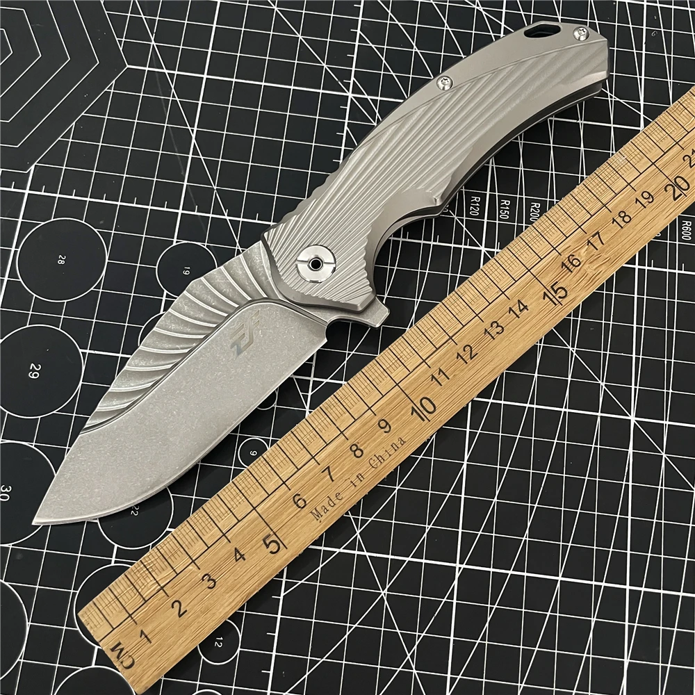 

Folding Knife D2 Steel TC4 Titanium Alloy Handle Ball Bearing Camping Wildlife Hunting Outdoor EDC Portable Sharp Kitchen Tool