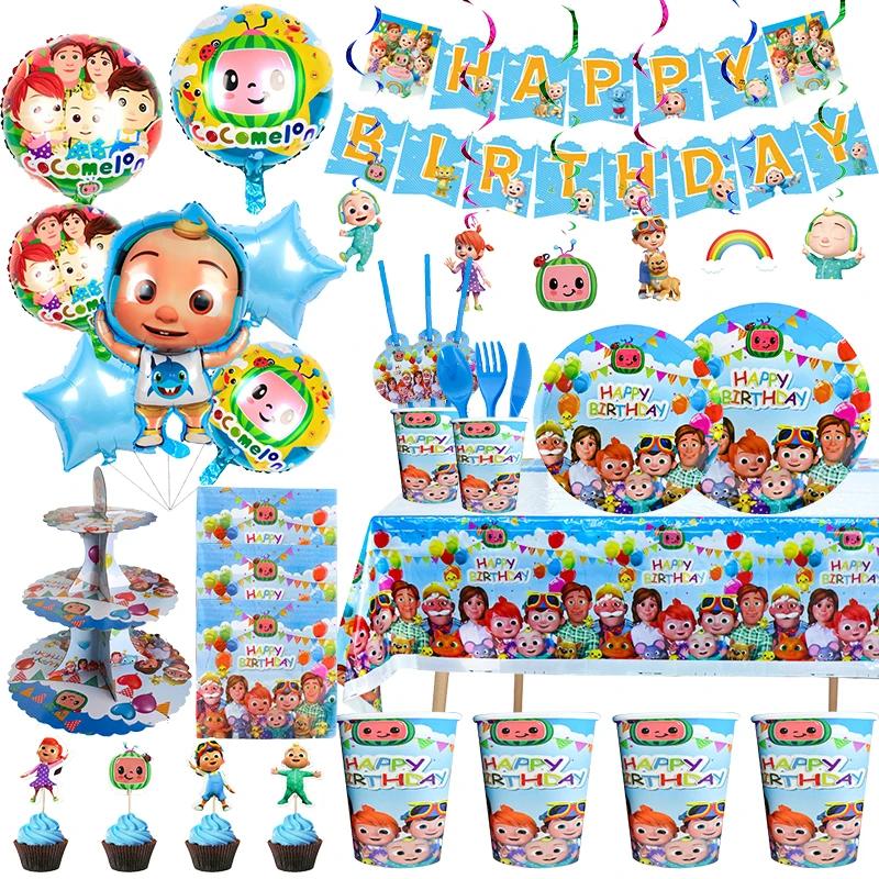 Watermelon Birthday Party Decoration Tableware Kids Face Mask face mask Stickers Birthday Tablecloth Balloon Supplies Gifts Kids