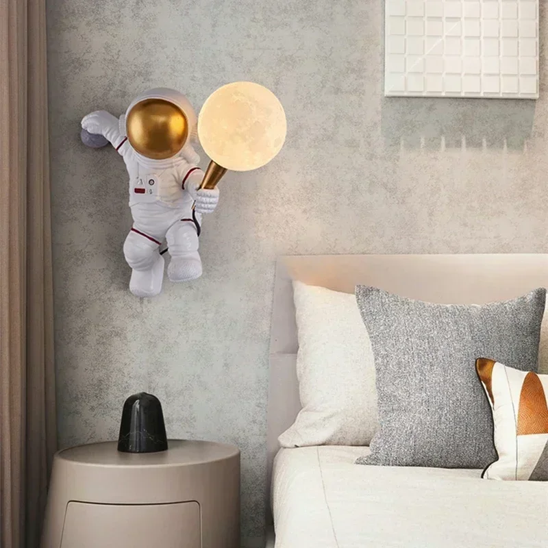 Nordic Personality Moon Astronaut Children's Room Wall Lamp Dining Room Kitchen Bedroom Study Balcony Aisle Led Light Decoration led light led wall lamp wall light