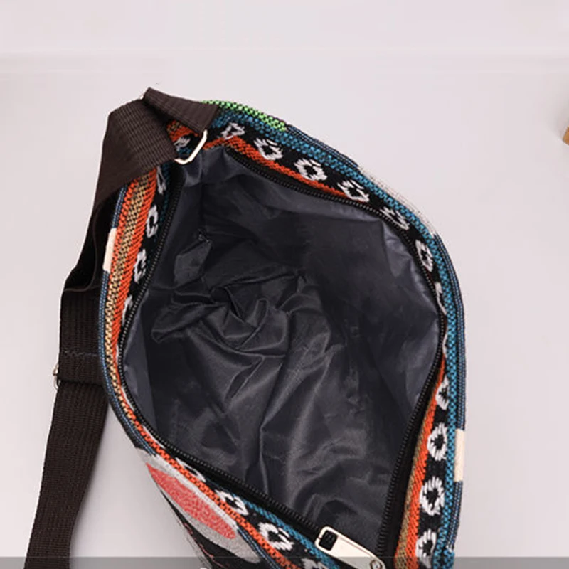 Ethnic Style Handbag Embroidery Elephant Canvas Women Shoulder Bags Grocery Storage Pouch Large Capacity Crossbody Bag